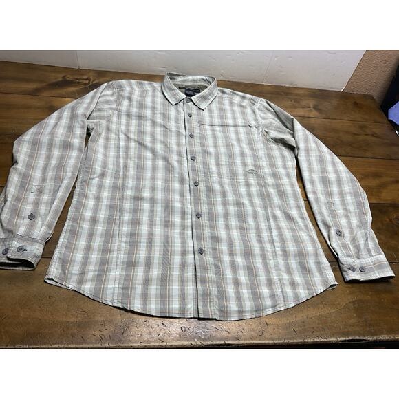 ExOfficio Shirt Mens Large Green Button Up Long Sleeve Vented Fishing Hiking - Picture 1 of 11